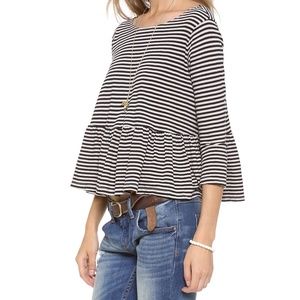 Free People Striped Peplum Top